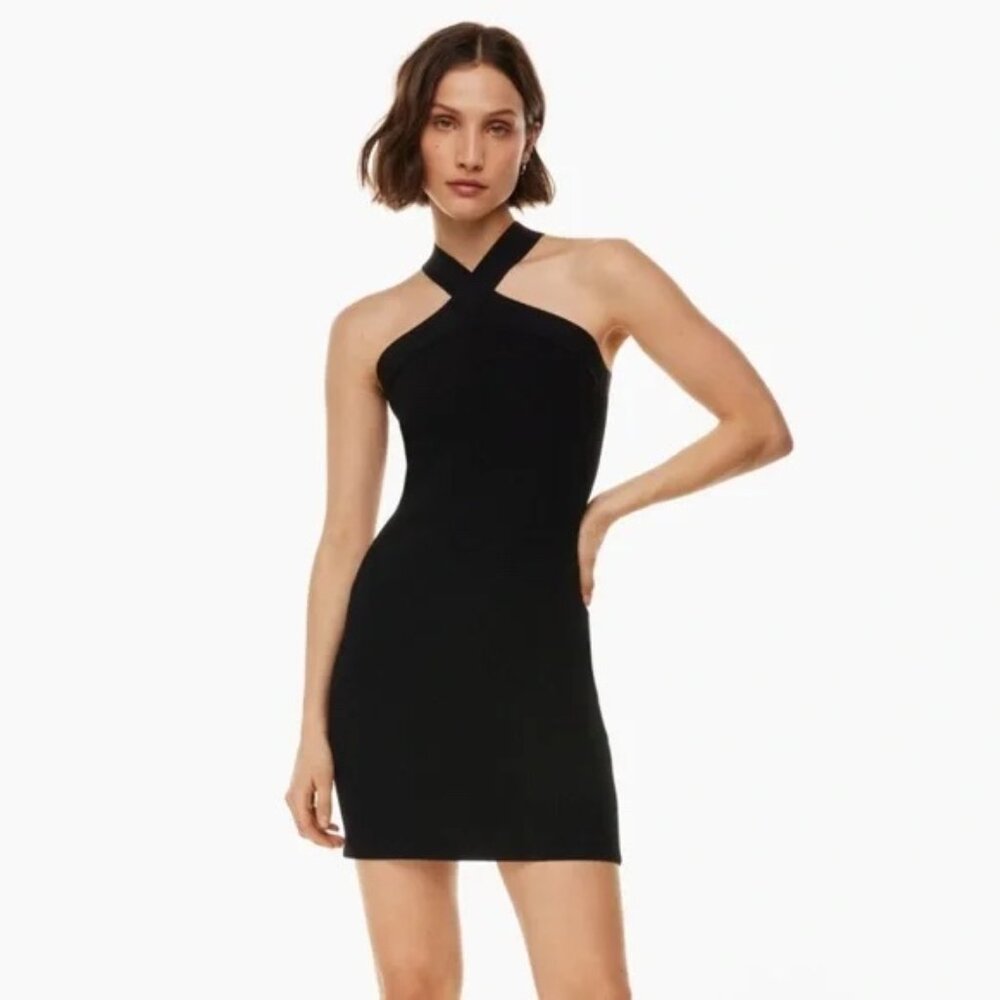 BNWT Aritzia Sculpt Knit Cross Black Dress Medium